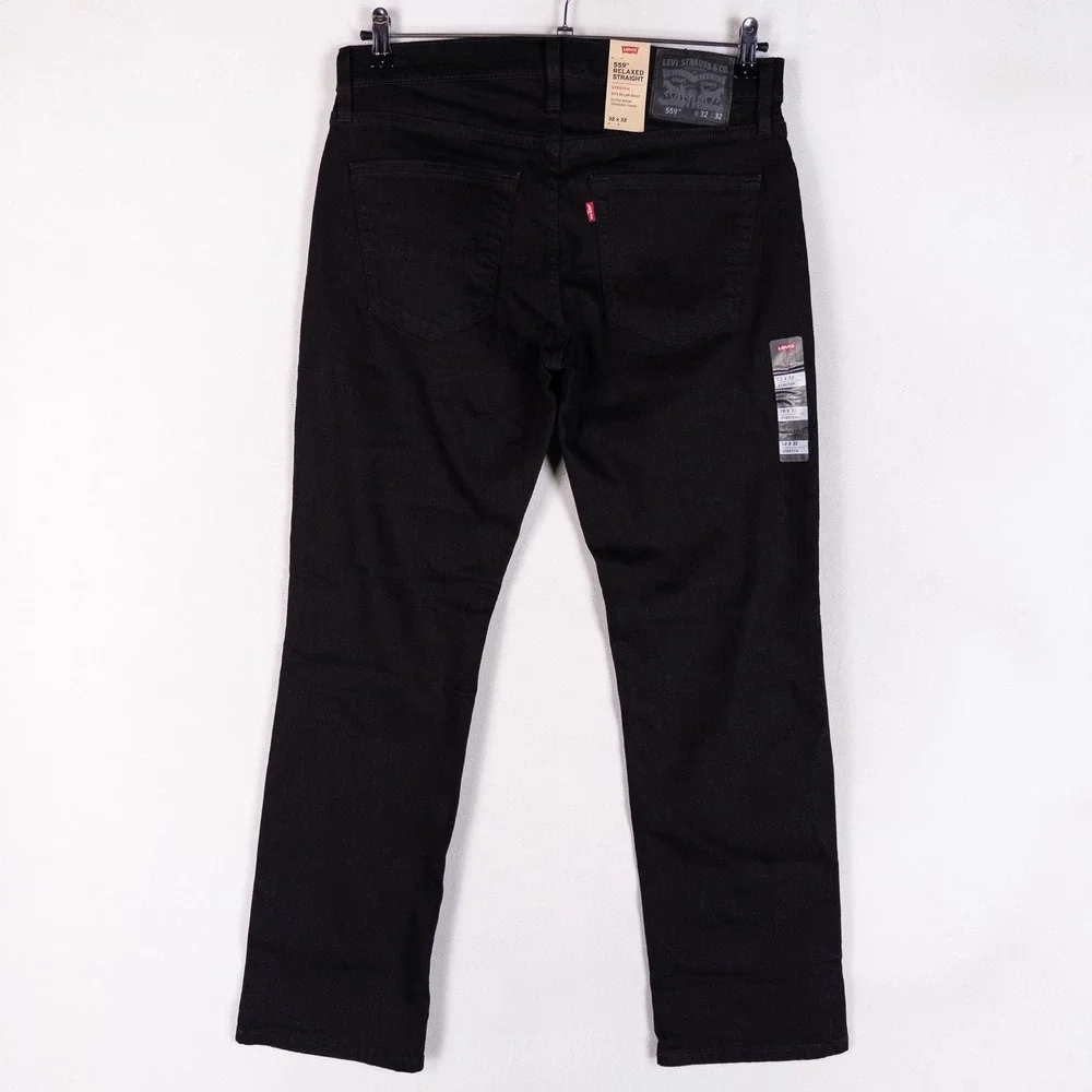 Levis Mens 559 Relaxed Straight Jeans 32x32 Black Stretch Denim Pants New